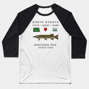 North Dakota - Northern Pike - State, Heart, Home - state symbols Baseball T-Shirt